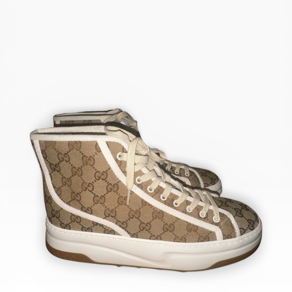Gucci Tennis 1977 High-Top GG Sneakers Ace Canvas Men’s US 12 - Picture 2 of 7